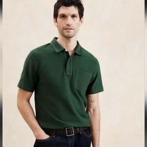 Banana Republic Summerweight Textured Polo XXL New Hunter Green NWT